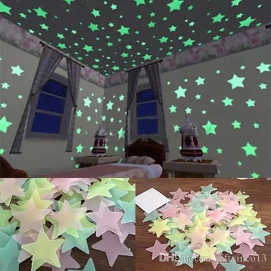 100pcs Stars Moon Glowing In The Dark