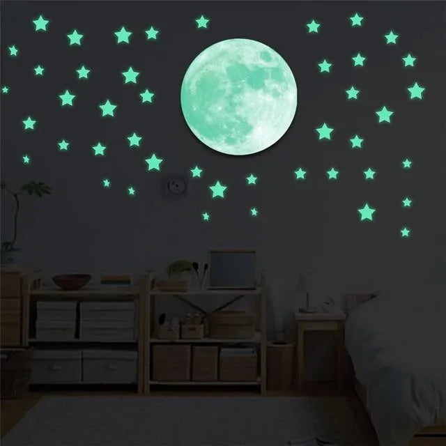 100pcs Stars Moon Glowing In The Dark