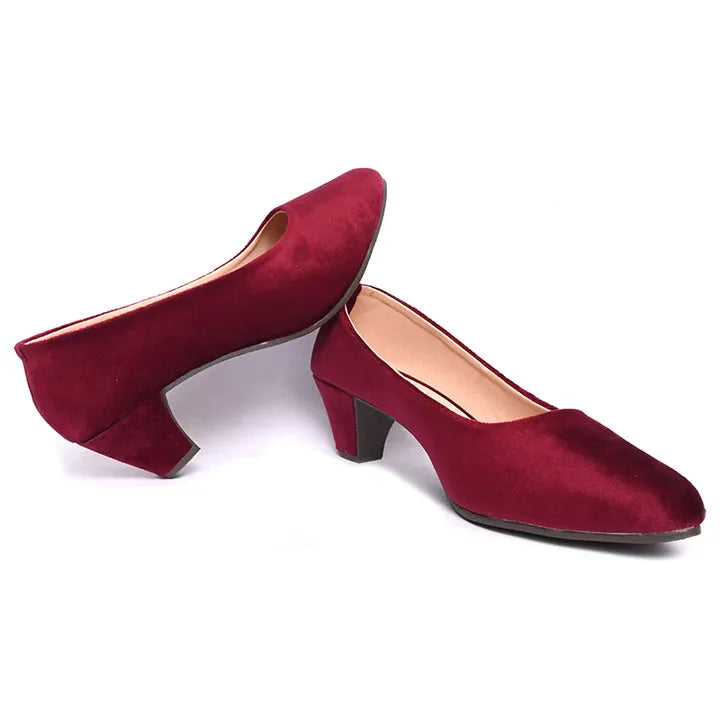 Women block heeled sandals Summer velvet pumps for women and girls